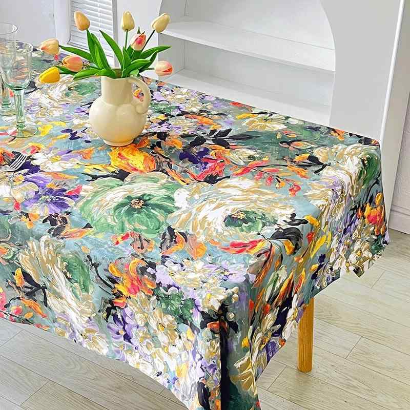 テーブルクロス アメリカンスタイル レトロ ヴィンテージ風 ライトラグジュアリー 高級感 SNS映え 長方形 防水 撥水 防油 防汚 食卓カバー ローテーブルカバー 家庭用 リビング ダイニング ポリエステル製