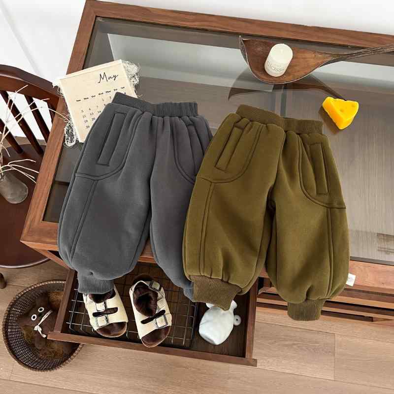パンツ ベビー 男の子 秋冬 防寒 裏起毛 裏ボア 厚手 綿混 ジョガーパンツ サルエル スウェット 裾絞り あったか 柔らかい肌触り 韓国 おしゃれ 普段使い グレー グリーン