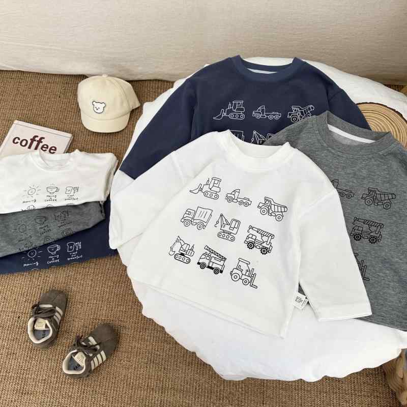 Tシャツ キッズ 男の子 ベビー 男児 赤ちゃん 幼児 長袖 ロングスリーブ クルーネック 丸首 キャラクター プリント柄 綿 コットン 吸湿速乾 ソフトな肌触り 春秋 カジュアル 普段着 デイリー トップス カットソー