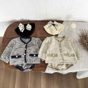 ベビー 女の子 セットアップ 秋冬 レトロ クラシカル 上品 おしゃれ カーディガン トップス ロンパース 長袖 ポリエステル 前開き ボタン 柔らかい 普段着...