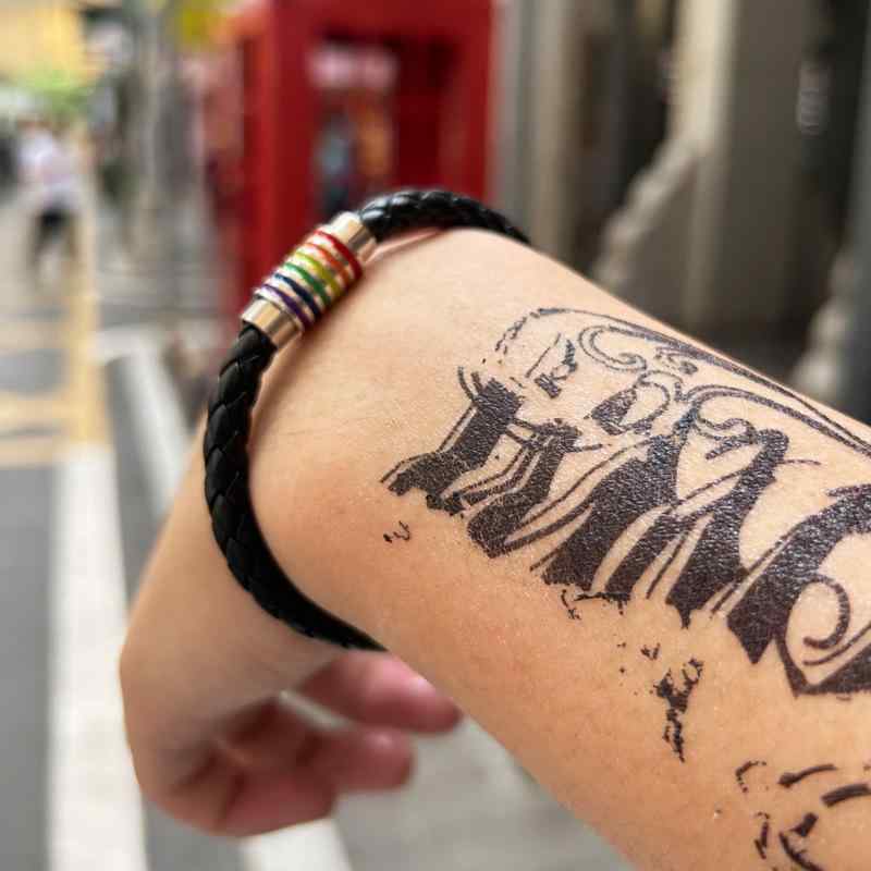 ブレスレット メンズ レディース ユニセックス ヒップホップ ストリート レトロ ヴィンテージ風 レザーコード 革紐 虹 レインボーリング 上質 カジュアル ア...