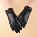 グローブ レディース 冬用 防寒 PUレザー 合成皮革 羊革調 裏起毛 防風 スマホ対応 運転 サイクリング 通勤 通学 普段使い あったか かわいい