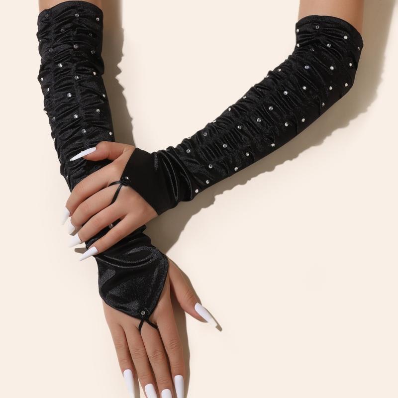 手袋 レディース メッシュ 薄手 ロング UVカット 日焼け対策 指なし レース ジャガード 花柄 セクシー ..