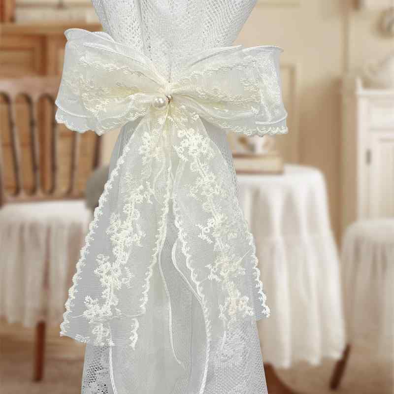 カーテン タイバック タッセル ダブルレイヤー レース 蝶結び かわいい モダン シンプル リビング 寝室用 ベージュ ピンク ブラック