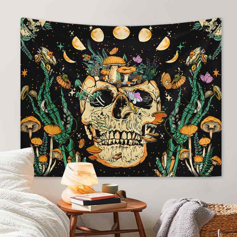 タペストリー キノコ スカル リビング 寝室 部屋 壁掛け インテリア 背景布 ウォールデコレーション ポ..