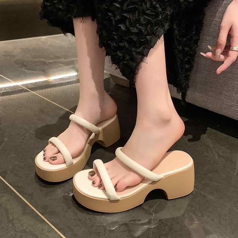 サンダル レディース 女性用 春夏 フレンチ エレガント レトロ 上品 厚底 プラットフォーム ワンストラップ オープントゥ グラディエーター 外履き 普段使い PUレザー ホワイト ベージュ 欧米風