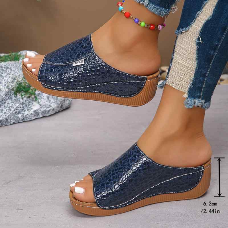 サンダル レディース 大きいサイズ 女性用 厚底 オープントゥ ウェッジソール ステッチ 欧米風 ワンベルト PUレザー ラウンドトゥ 普段使い カジュアル 春夏