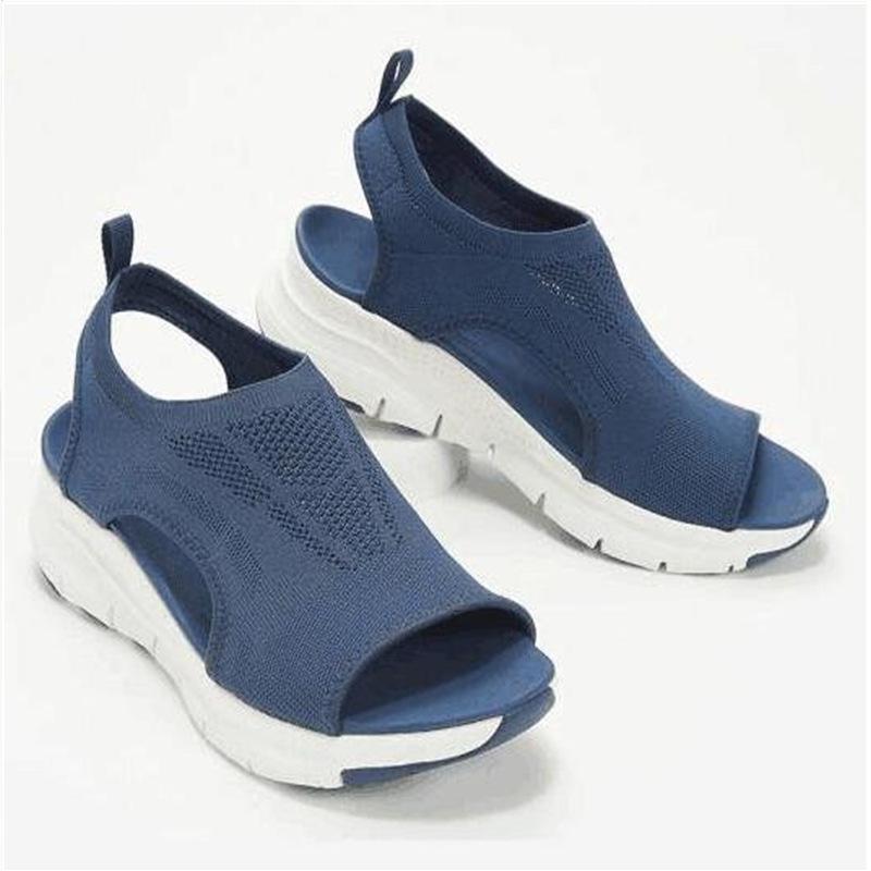 サンダル レディース 大きいサイズ ビッグサイズ ゆったり メッシュ フライニット フラット ぺたんこ オープントゥ ローマ風 グラディエーター スポーツ カジュアル リゾート 軽量 通気性 無地 春夏