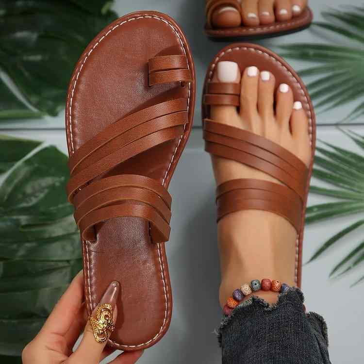 サンダル レディース 大人用 フラットソール トング 合成皮革 カジュアル 普段使い ビーチ リゾート デ..