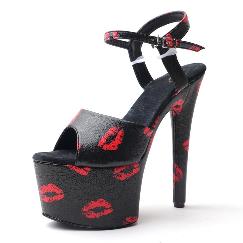 サンダル レディース 17cm 超ハイヒール オープントゥ リップ セクシー 大きいサイズ ポールダンス プ..