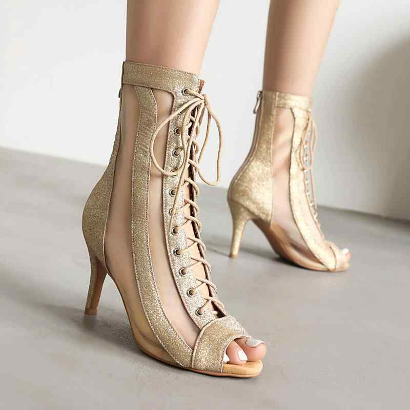 サンダル ピープレース 超高ヒール スティレットヒール スパンコール メッシュ ダンスシューズ ジャズダンス ラメ キラキラ パーティー お呼ばれ 舞台用 春夏 ブラック ゴールド シルバー