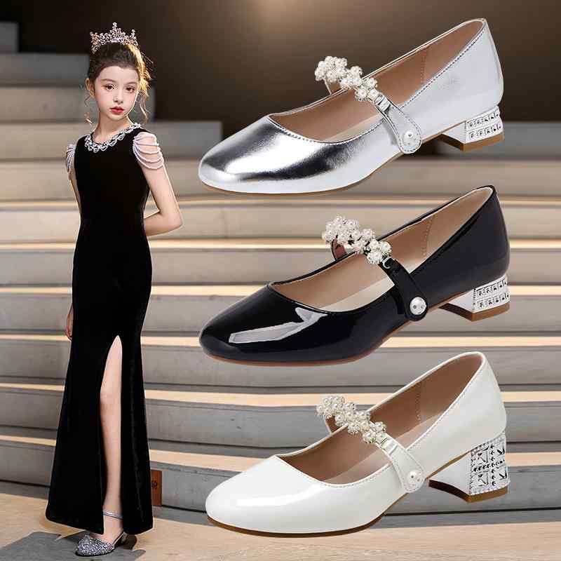 シューズ 女の子 キッズ プリンセス ハイヒール ラインストーン ドレス フォーマル 発表会 演奏会 結婚..