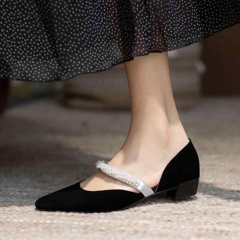 シューズ レディース フレンチ パール ビーズ装飾 ポインテッドトゥ パンプス オープンサイド サンダル..