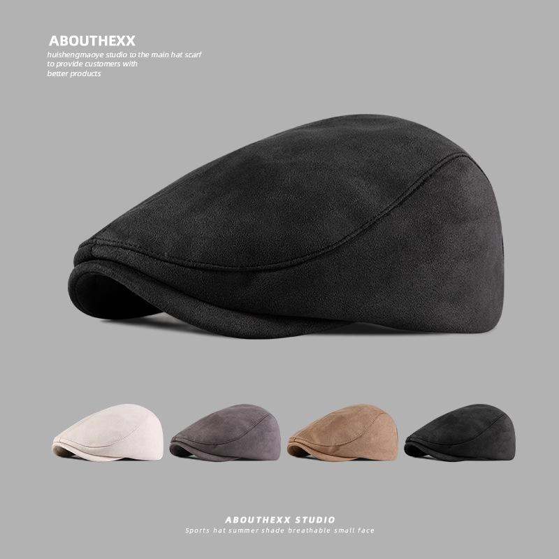 帽子 レディース スエード調 スウェード素材 ハンチング キャスケット レトロ クラシック ヴィンテージ..