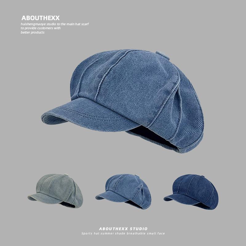 帽子 レディース デニム ベレー帽 キャスケット 八角帽 綿 小顔効果 レトロ ゆったり 大きいサイズ 日よけ UVカット 普段使い カジュアル ファッション 万能