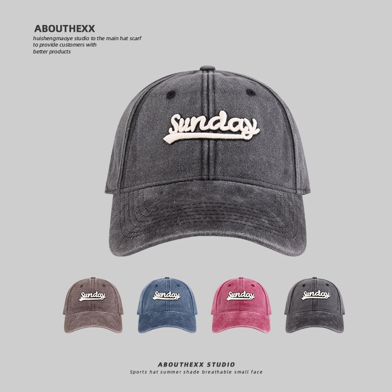 キャップ 男女兼用 大きいサイズ 深め ウォッシュ加工 広いつば 小顔効果 ベースボールキャップ コットン 通気性 日よけ UVカット ロゴ刺繍 ユニセックス カジュアル ストリート ファッション