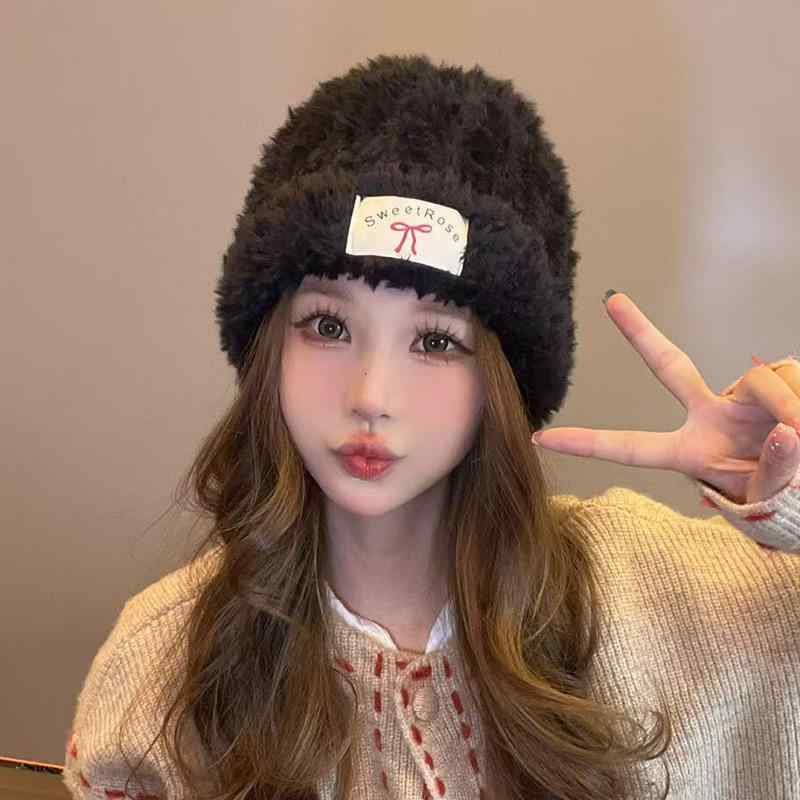 ニット帽 レディース 秋冬 防寒 耳当て付き リボン ワッチキャップ 女性用 保温 防風 ふわふわ もこもこ ファー ポリエステル 韓国 カジュアル シンプル 普段使い お洒落