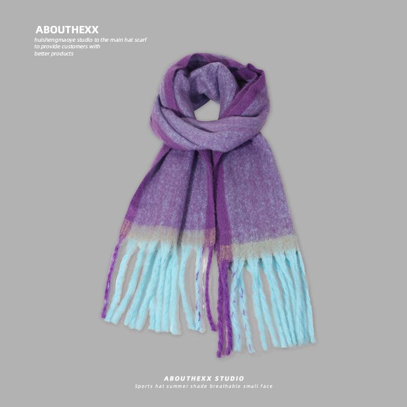 マフラー レディース メンズ 高級感 フリンジ バイカラー 厚手 防寒 保温 タッチ 大判 ストール ショー..