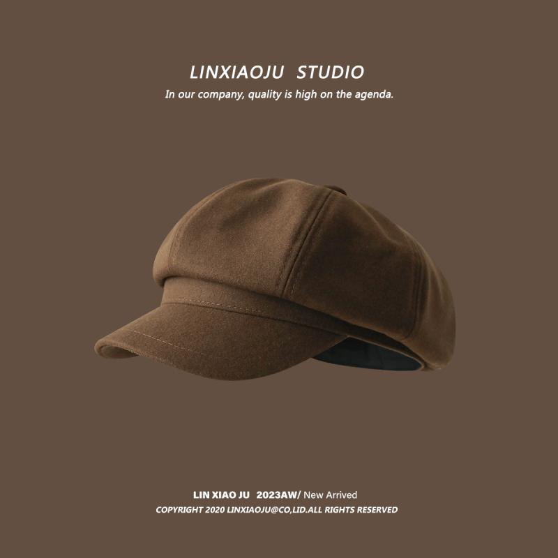 八角帽 レディース 女性用 ブラウン系 コーヒーカラー レトロ ヴィンテージ風 韓国 おしゃれ トレンド ..