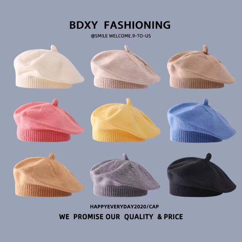 帽子 ベビー 男の子 女の子 キッズ ベレー帽 薄手 毛糸 ニット帽 無地 秋冬 かわいい おしゃれ 赤ちゃ..