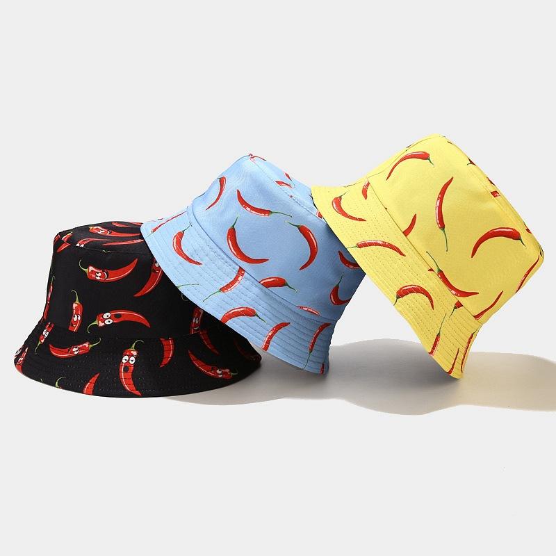 バケットハット ユニセックス 唐辛子柄 リバーシブル 日よけ UVカット 紫外線対策 アウトドア レジャー..