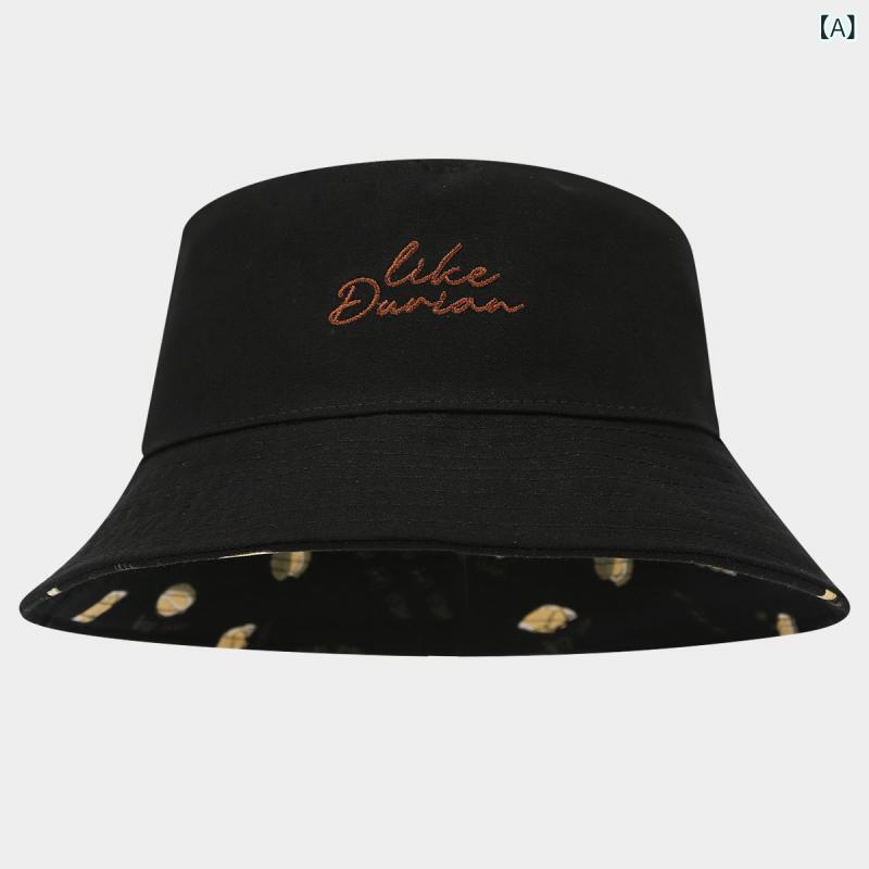 バケットハット メンズ レディース ドリアン総柄 コットン リバーシブル UVカット 日よけ つば広 平頂 ..