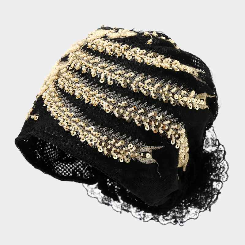 帽子 レディース フェニックスフラワー柄 花柄 ターバンキャップ ヘッドラップ 透かし編み 通気性 ポリ..