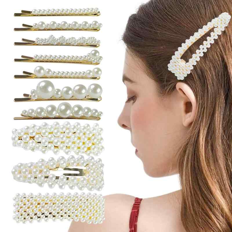 ヘアアクセサリー レディース 女性用 欧米風 パール パール 釣り糸 手編み ハンドメイド アセテート ア..