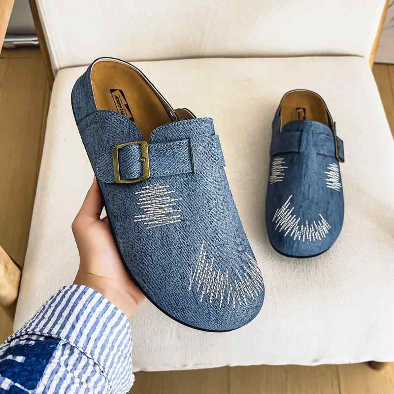 サンダル メンズ デニム スリッポン ローファー ドライビングシューズ バックレス 合成皮革 通気性 軽量 快適 春夏 カジュアル 普段使い