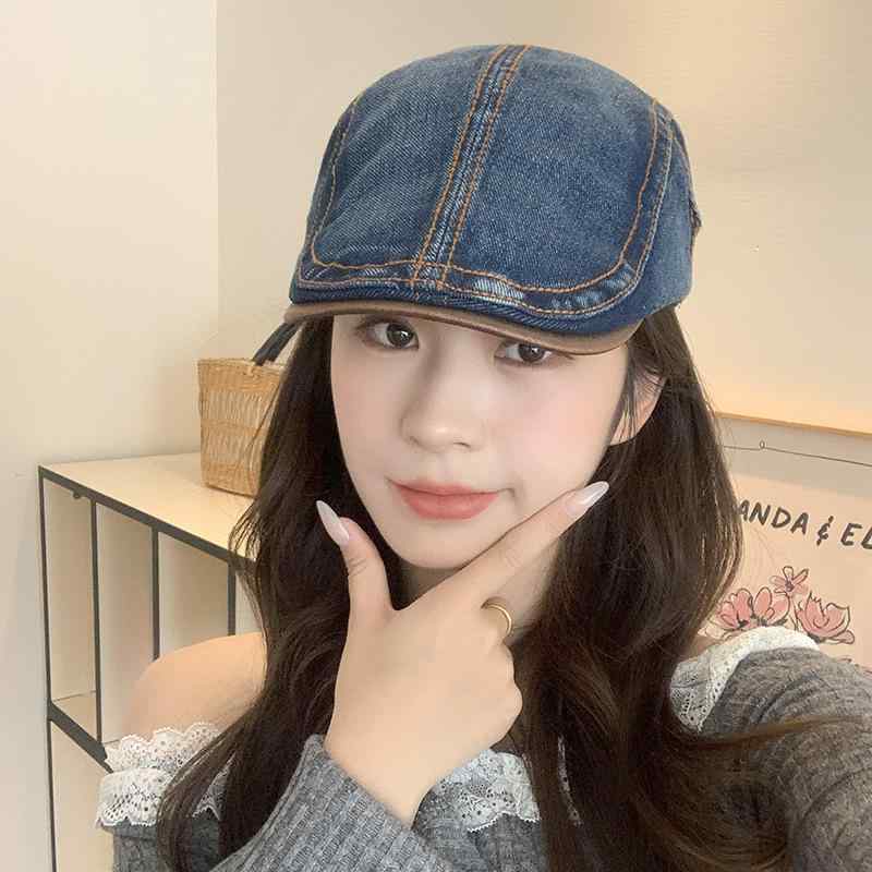 キャスケット レディース レトロ ウォッシュ加工 デニム 春夏 小顔効果 短つば コットンキャップ 合わせやすい 上品 女性用