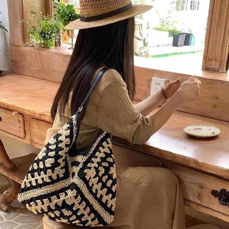 バッグ レディース 女性用 ストローバッグ 編み込み ペーパー素材 バケット型 トートバッグ ショルダー..