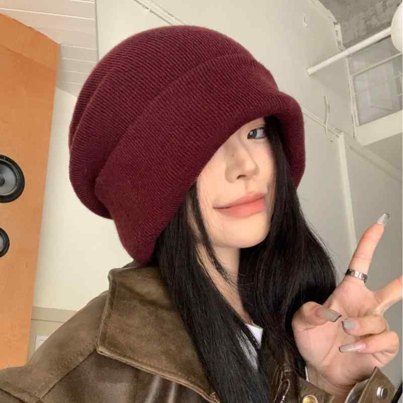 ニット帽 ユニセックス ウール ビッグシルエット ゆったり ルーズ 小顔効果 ビーニー 無地 防寒 保温 ..