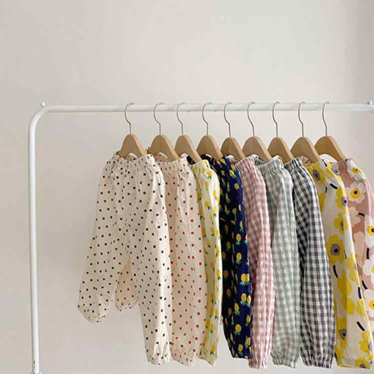 ベビー キッズ 女の子 パンツ 薄手 綿 防蚊加工 虫よけ ロング丈 バルーンパンツ ハーレム ドット柄 フルーツ柄 花柄 冷房対策 ルームウェア 普段着 春夏 幼児 1歳 2歳 3歳 やわらか 肌触り