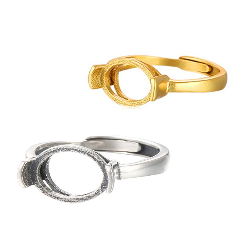 指輪 リング ユニセックス シンプル 万能 オーバル 空枠 台座 DIY 手作り 制作 象嵌 セッティング 蜜蝋..