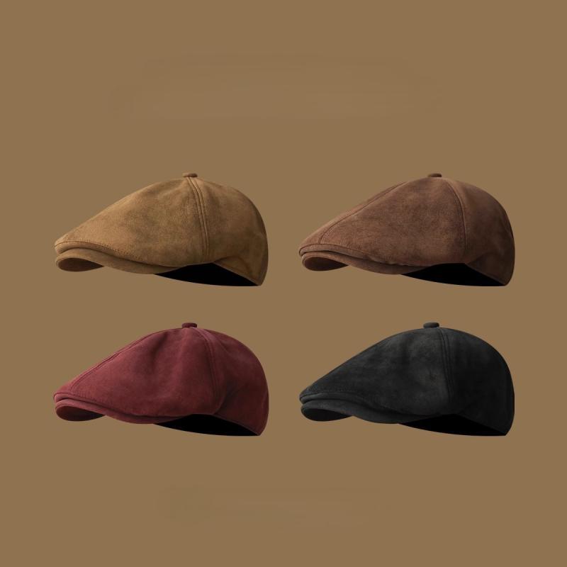 帽子 男女兼用 秋冬 レトロ スエード調 キャスケット 無地 ブリティッシュスタイル 韓国 ストリート ハ..