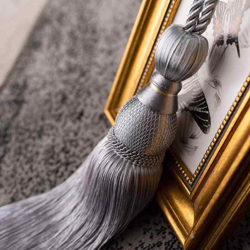 カーテンタッセル ヨーロピアン スタイル 穴開け不要 金糸メッシュボール ファブリック製 おしゃれ カーテン留め ホルダー 多色展開 リビング 寝室 子供部屋 高級感 インテリア雑貨