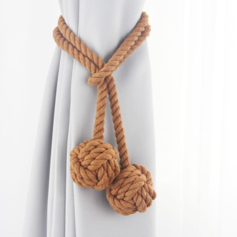 カーテンタッセル 綿 コットン ロープ 房飾り タッセル ボール 留め具 タイバック 田園風 ナチュラル ..