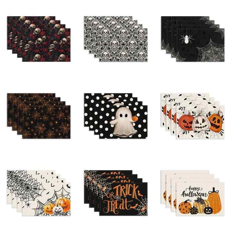ランチョンマット ハロウィン ホラー ゴースト パンプキン 不気味な カボチャ柄 お化け ポリエステル スクエア 北欧風 おしゃれ 洗える テーブルデコレーション 秋 イベント パーティー 食卓飾り