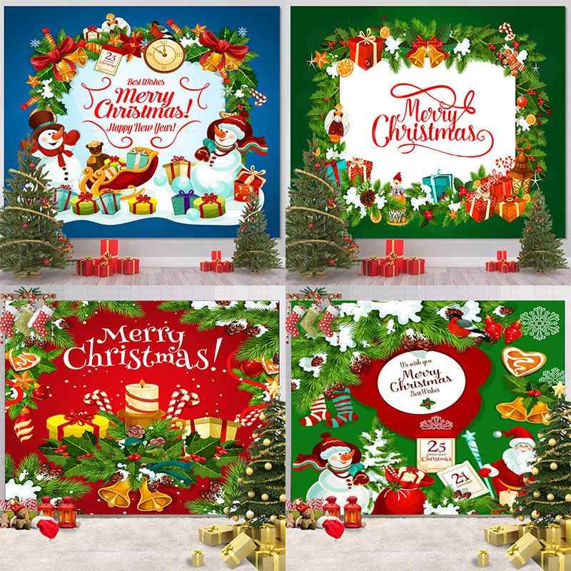 タペストリー クリスマス 背景布 サンタクロース メッセージ ウォールデコレーション イベント パーティー 飾り 撮影 インテリア モダン お祝い ポリエステル製 デジタルプリント 長方形