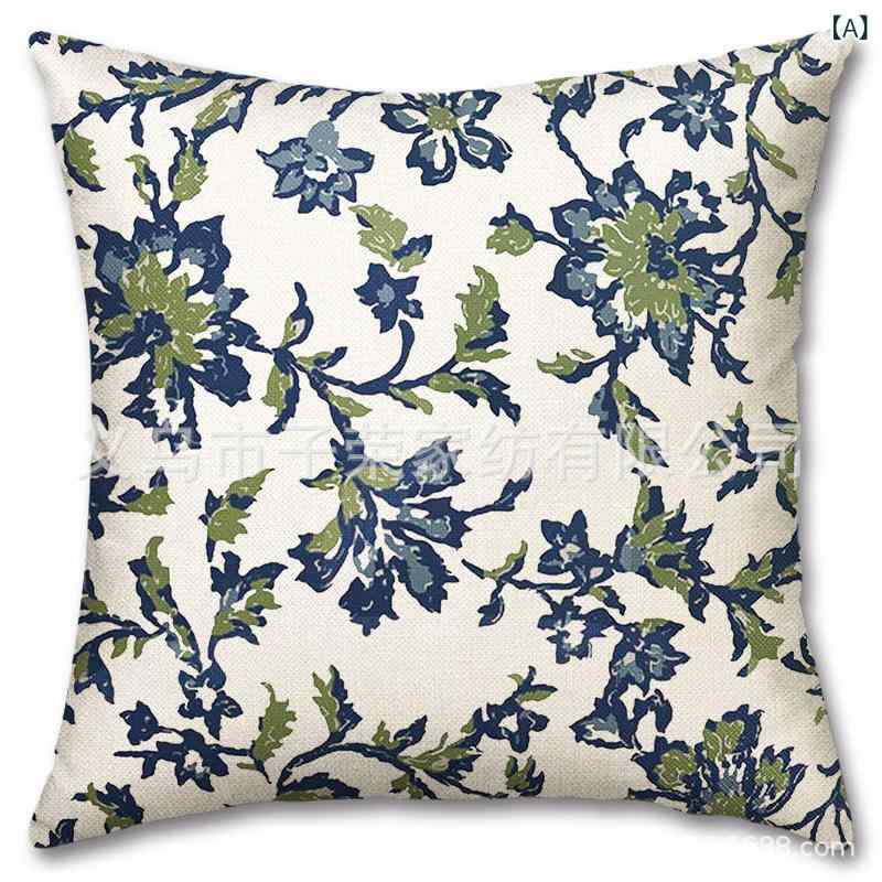 クッションカバー 田園風 レトロ ヴィンテージ風 カントリー調 ソファ リビング 寝室 ベッドサイド 麻 ..