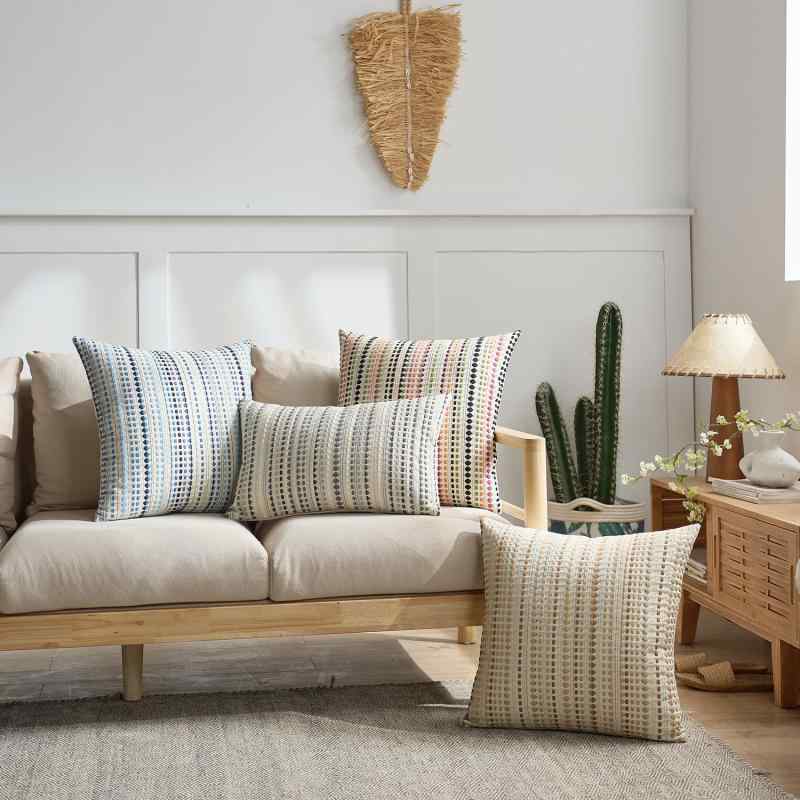 クッションカバー 北欧風 モダン シンプル 先染め ドット柄 高級感 ポリエステル製 インテリア リビン..