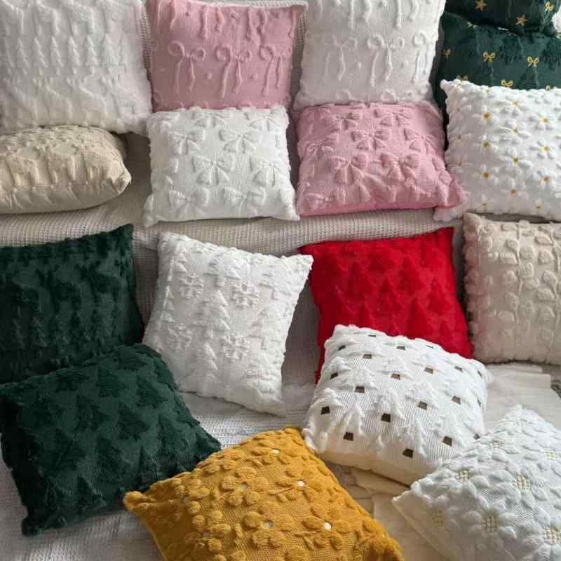 クッションカバー クリスマス フランネル ボア フェイクファー もこもこ ふわふわ ソファ ベッド リビ..