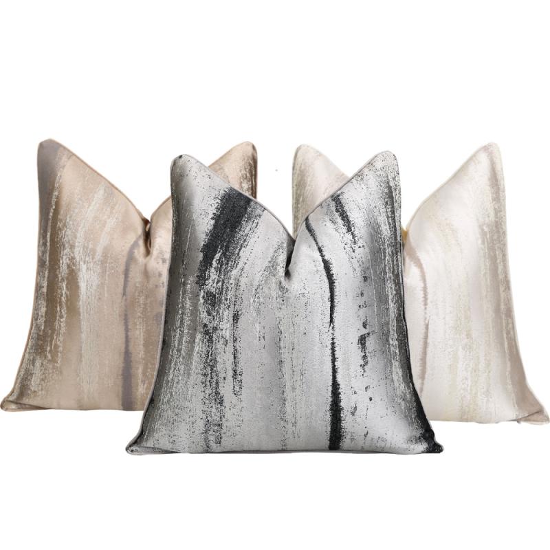 クッションカバー 抽象的 模様 ストライプ柄 テクスチャー 高精細 ポリエステル製 リビング ソファ イ..