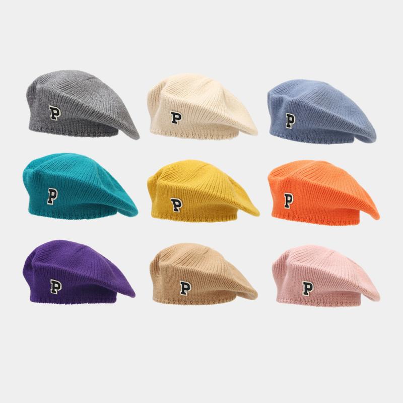 ベレー帽 レディース 女性用 柔らかい肌触り アクリルニット帽 毛糸 保温 防寒 防風 日よけ 秋冬 レト..