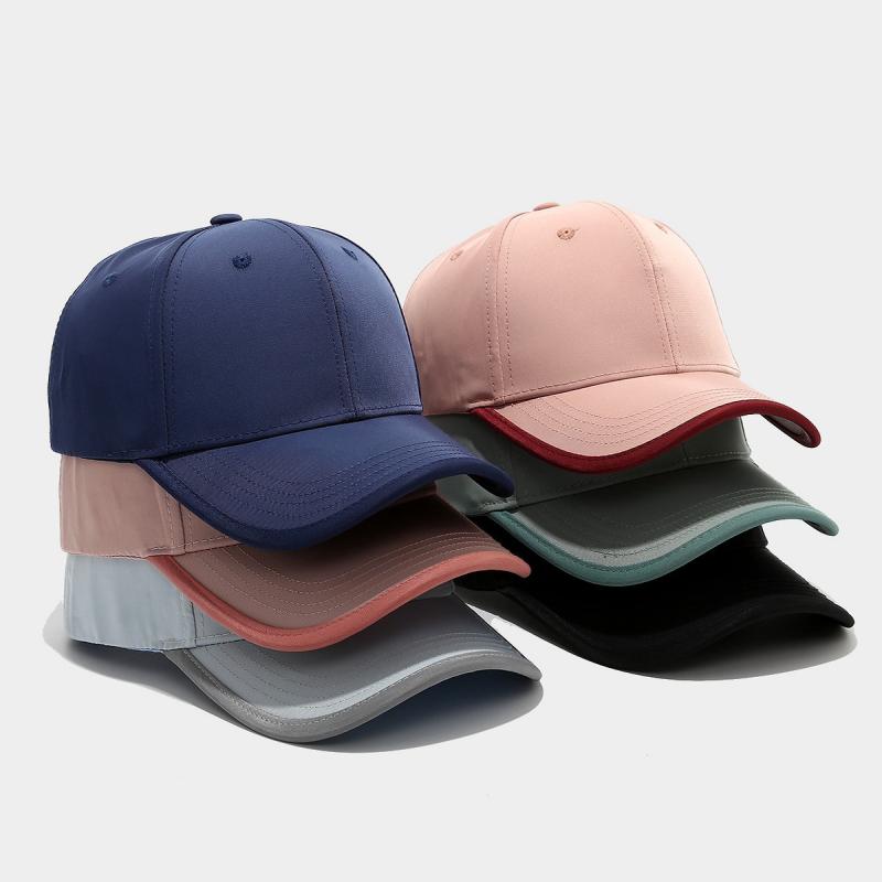 帽子 男女兼用 ベースボールキャップ パイピング 無地 シンプル ラウンドトップ カーブブリム ストリートファッション カジュアルスタイル アウトドア UVカット 日よけ ポリエステル 軽量 サイズ調整可能 春夏秋 ペアコーデ(4)