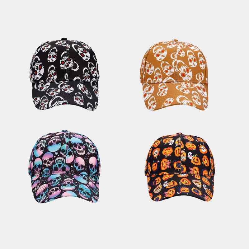 キャップ 男女兼用 赤目 スカル プリント 野球帽 ハロウィン ドクロ パンプキン ストリート ヒップホッ..