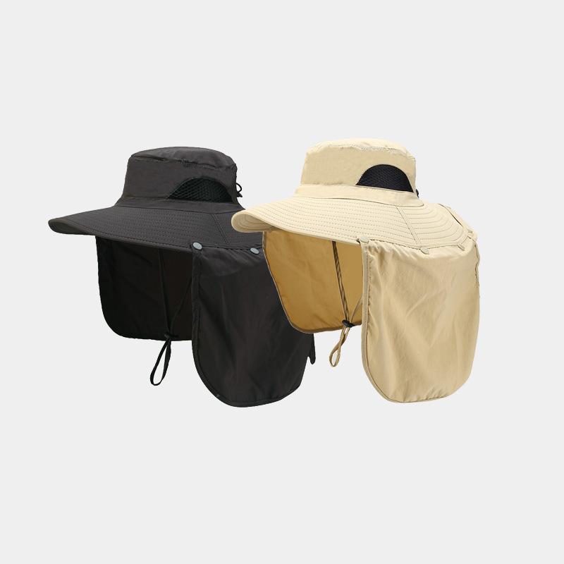 帽子 男女兼用 春夏 速乾 UVカット 防水 首元ガード 防虫 アウトドア 登山 釣り レジャー ハット 日よけ サファリハット ナイロン 通気性 ワイドブリム 防風 カーキ ライトグレー ダークグレー グリーン系(4)