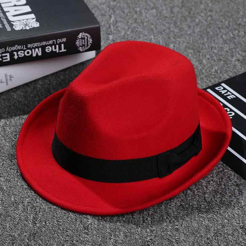 フェドーラハット レディース 女性用 ウール フェルト リボン 無地 英国風 レトロ クラシック 平天 ショートブリム ロールブリム 秋冬春 通勤 オフィス フォーマル カジュアル(4)