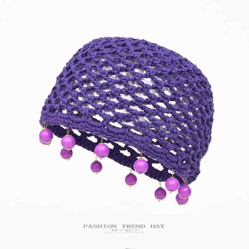 ニット帽 レディース 手編み 透かし編み ボヘミアン柄 小顔効果 サマーニット ヘッドラップ ターバン ..