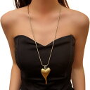 ネックレス レディース 高級感 ブラッシュ加工 変形 ハートモチーフ ペンダント ロングネックレス セーターチェーン 電気メッキ加工 合金製 シルバー ゴールド...